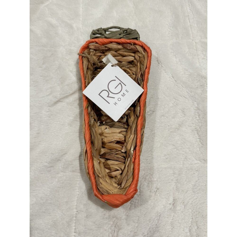 Brand New With Tags Woven Carrot Basket Made By RGI HOME Summer Decor
